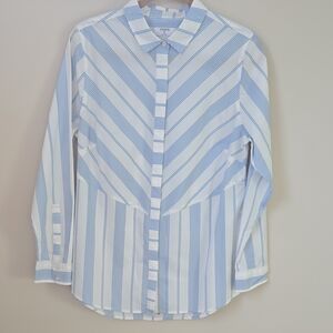 UNTUCKit Sloane Blue + White Striped Shirt, Sz 10-12, See Measurements. NWOT